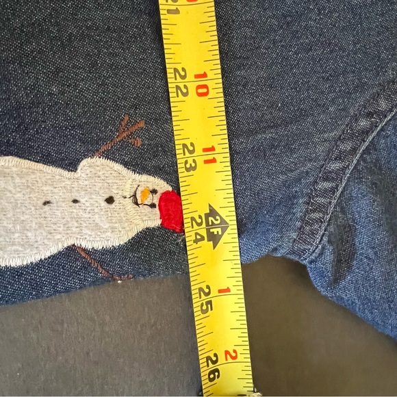 Womens Sz 1X Holiday Embroidered Button Down Denim Shirt Top New Direction - Picture 9 of 10